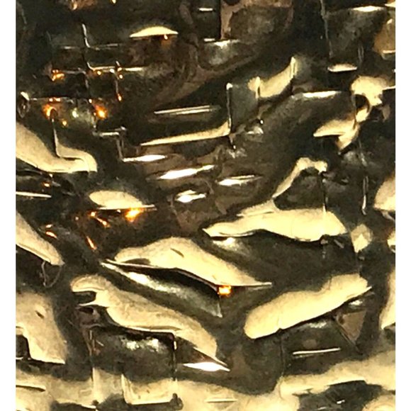 Handmade Gold Tone Steel Brutalist Modernist Wide Cuff Bracelet Unique Artisan - Picture 8 of 8